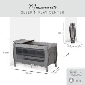 Hauck -Sleep'n Play Center (60X120 cm) / Playpen Nordic Grey