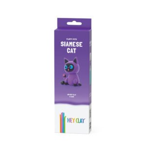Hey Clay - Fluffy Pets SIAMESE CAT Colourful modelling air-dry clay, 3 cans with fun interactive app for kids 3 years +