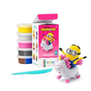 Hey Clay - Minions Otto Colourful modelling air-dry clay, 5 cans with fun interactive app for kids 3 years +