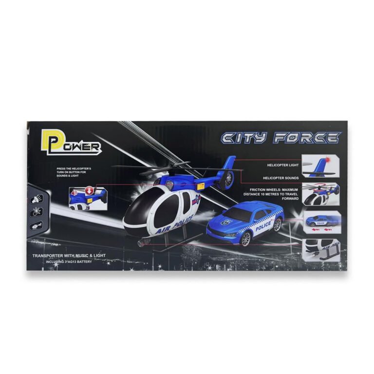 D-Power - Helicopter & Sports Car 1:14 Scale Firemen Playset – Blue | Elevate the excitement with this 1:14 scale Firemen Playset | Requires Batteries: 3x LR44 batteries included | Ideal gifts ages 3+