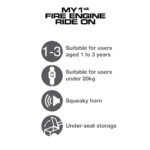 My First Foot to Floor Fire Engine – Multicolour | Toddler Walker Foot to Floor Slider | Hidden Storage Space, Moveable Steering Wheel & Squeaky Horn | Pre-School & Nursery Walking Aid | Ages 1+ (Fire Engine)