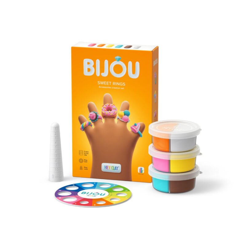Hey Clay - SWEET RINGS Colourful modelling air-dry clay, 3 cans with fun interactive app for kids 3 years +