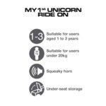 My First Foot to Floor Unicorn– Multicolour | Toddler Walker Foot to Floor Slider | Hidden Storage Space, Moveable Steering Wheel & Squeaky Horn | Pre-School & Nursery Walking Aid | Ages 1+