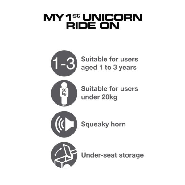 My First Foot to Floor Unicorn– Multicolour | Toddler Walker Foot to Floor Slider | Hidden Storage Space, Moveable Steering Wheel & Squeaky Horn | Pre-School & Nursery Walking Aid | Ages 1+