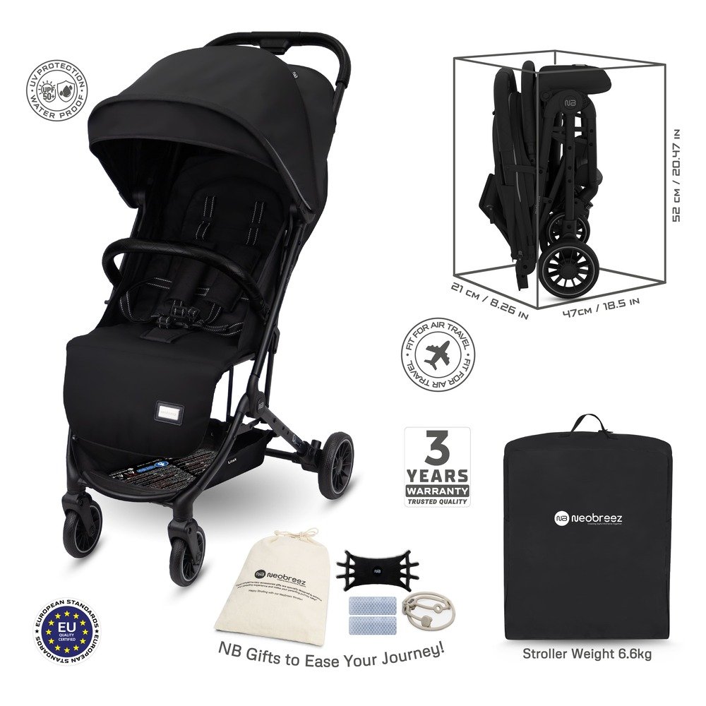 NeobreezI – LITEX Ultra-Lightweight Cabin Size Approved Travel Stroller – Black