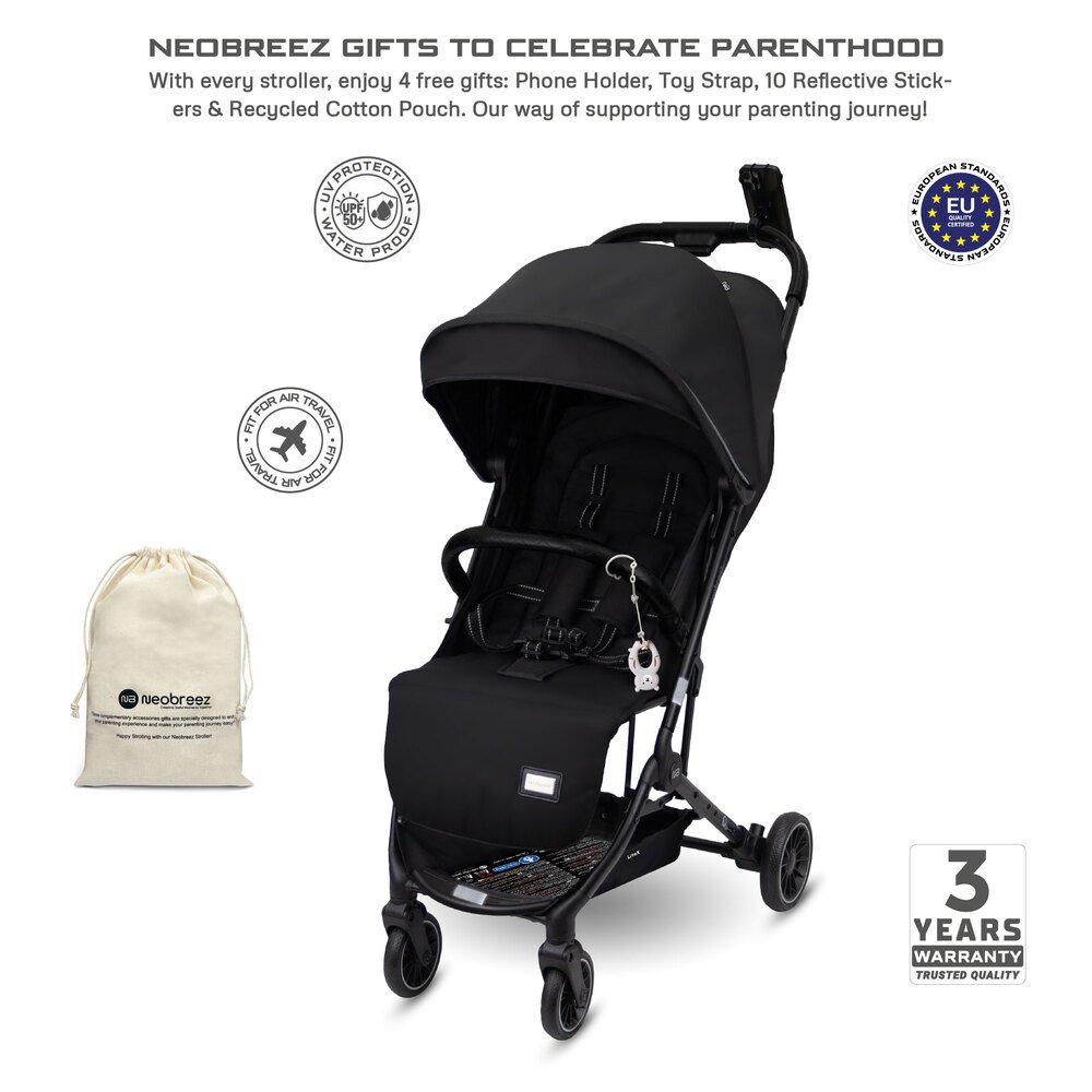NeobreezI – LITEX Ultra-Lightweight Cabin Size Approved Travel Stroller – Black