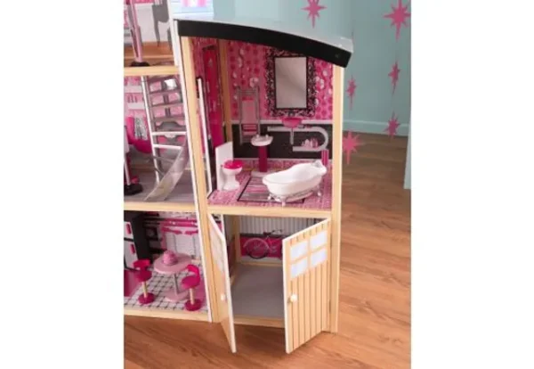 KidKraft Sparkle Mansion Wooden Dollhouse – 3-Story Playhouse with Accessories for Kids