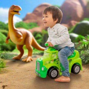My First Foot to Floor Dino – Multicolour | Toddler Walker Foot to Floor Slider | Hidden Storage Space, Moveable Steering Wheel & Squeaky Horn | Pre-School & Nursery Walking Aid | Ages 1+