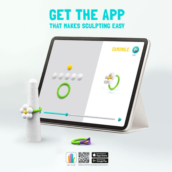 Hey Clay – ALIEN RINGS Colourful modelling air-dry clay, 3 cans with fun interactive app for kids 3 years +