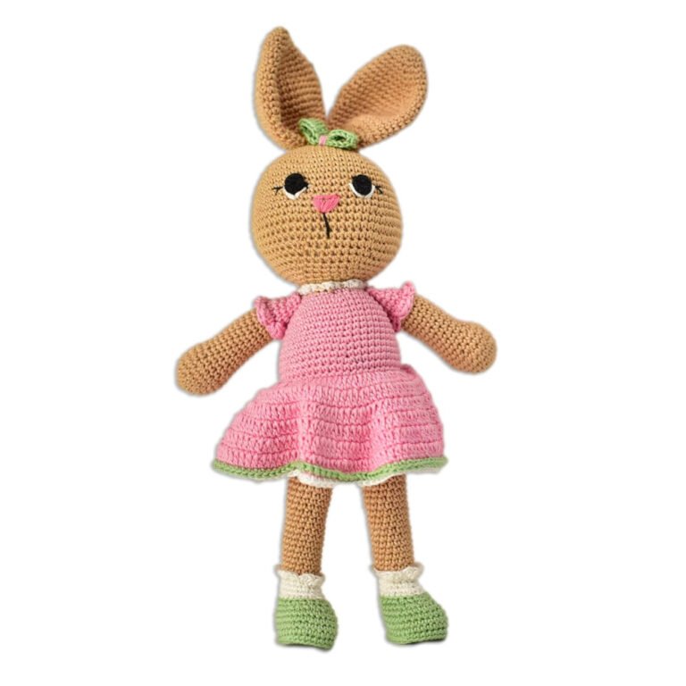 Happy Threads - Handmade Crocheted Loving Bunny (10 inch) – Pink | Crochet Toys | Child Safe | for Babies 6 Months & Above | Dolls for Boys/Girls| For Birthday Gift | Decorative Items for Room