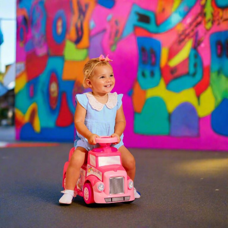 My First Foot to Floor Unicorn– Multicolour | Toddler Walker Foot to Floor Slider | Hidden Storage Space, Moveable Steering Wheel & Squeaky Horn | Pre-School & Nursery Walking Aid | Ages 1+