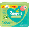 Pampers – Complete Clean Baby Wipes with Aloe Vera Lotion for Hands & Face, 2+1 Packs, 192 Count
