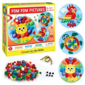 Avenir - Pom Pom Bouquet - Animals Multicolor | activity for kids | pre-cut felts and felt stickers | Perfect work of art to keep for room decoration or to give as a gift | ages 3+