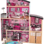 KidKraft Sparkle Mansion Wooden Dollhouse – 3-Story Playhouse with Accessories for Kids