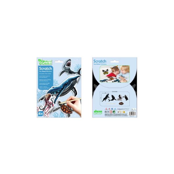 Avenir – Scratch Stickers – Sea Animal Multicolour | Decorate and color the 4 ferocious stickers with scratch art | For ages 3 years+