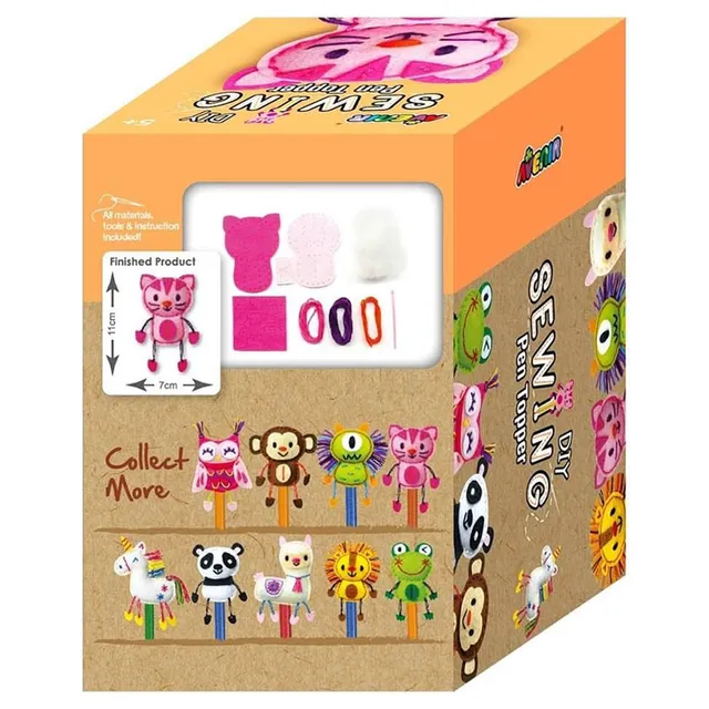 Avenir - Sewing Pen Topper - Kitty | DIY Pen Topper Friend Sewing Kit - Hours of Entertainment & Creativity | Tools & Instructions Included, Easy and Fun Activity for Kids +