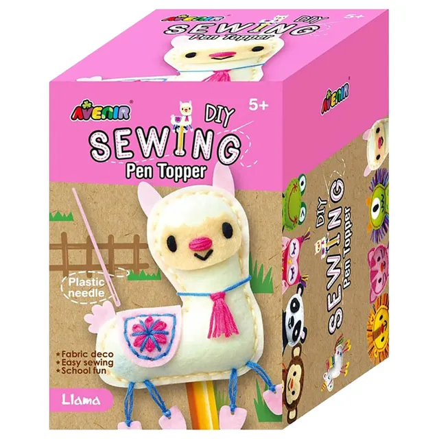 Avenir - Sewing Pen Topper - Llama | DIY Pen Topper Friend Sewing Kit - Hours of Entertainment & Creativity | Tools & Instructions Included, Easy and Fun Activity for Kids +
