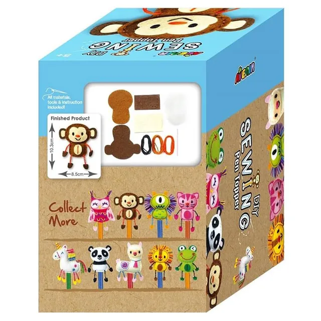 Avenir - Sewing Pen Topper - Monkey | DIY Pen Topper Friend Sewing Kit - Hours of Entertainment & Creativity | Tools & Instructions Included, Easy and Fun Activity for Kids +