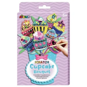 Avenir – Scratch Bouquet Kit – Cupcake | Themed Fun! Create Personalized Bouquets with Scratch Sheets, Wrapping Paper, and Ribbon | Step-by-Step Instructions for Kids 3+