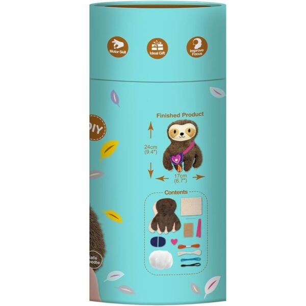 Avenir – Sewing My First Doll – Sloth Kit | Create a Super Soft Sloth, Develop Motor Skills & Creativity | Safe and Educational – Trusted Art, Learning, and Entertainment for Kids 3+