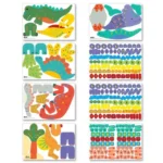 Avenir – Stick ‘N Play Series – Dino World | 200+ Reusable Stickers for Endless Fun! Create Play Scenes with 8 Illustrated Theme Cards, Make Your Own Animal Figures | For Kids 3+