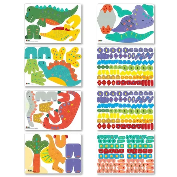 Avenir – Stick ‘N Play Series – Dino World | 200+ Reusable Stickers for Endless Fun! Create Play Scenes with 8 Illustrated Theme Cards, Make Your Own Animal Figures | For Kids 3+