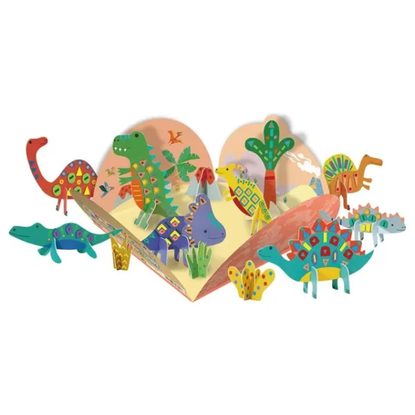 Avenir – Stick ‘N Play Series – Dino World | 200+ Reusable Stickers for Endless Fun! Create Play Scenes with 8 Illustrated Theme Cards, Make Your Own Animal Figures | For Kids 3+