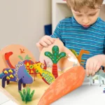 Avenir – Stick ‘N Play Series – Dino World | 200+ Reusable Stickers for Endless Fun! Create Play Scenes with 8 Illustrated Theme Cards, Make Your Own Animal Figures | For Kids 3+