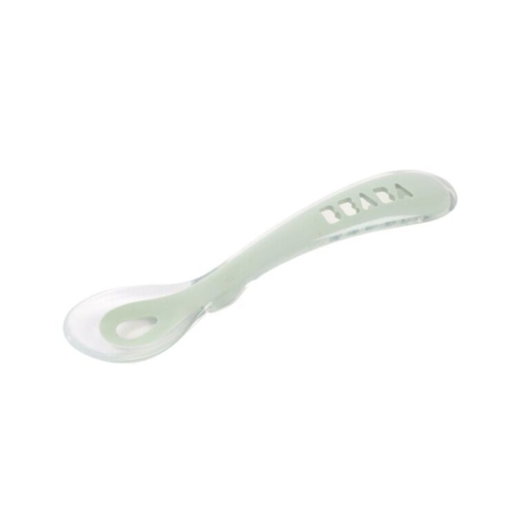 Beaba 2nd Age Silicone Baby Spoon – Soft Toddler Feeding Spoon for Self Feeding Misty Green