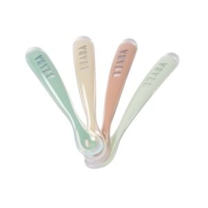 Beaba First Age Silicone Baby Spoons Set of 4 – Soft BPA-Free Infant Weaning Feeding Spoons