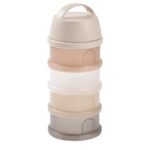 Beaba Formula Milk Dispenser Container 4 Compartments – Clay Translucent – Baby Powder Storage & Travel Container