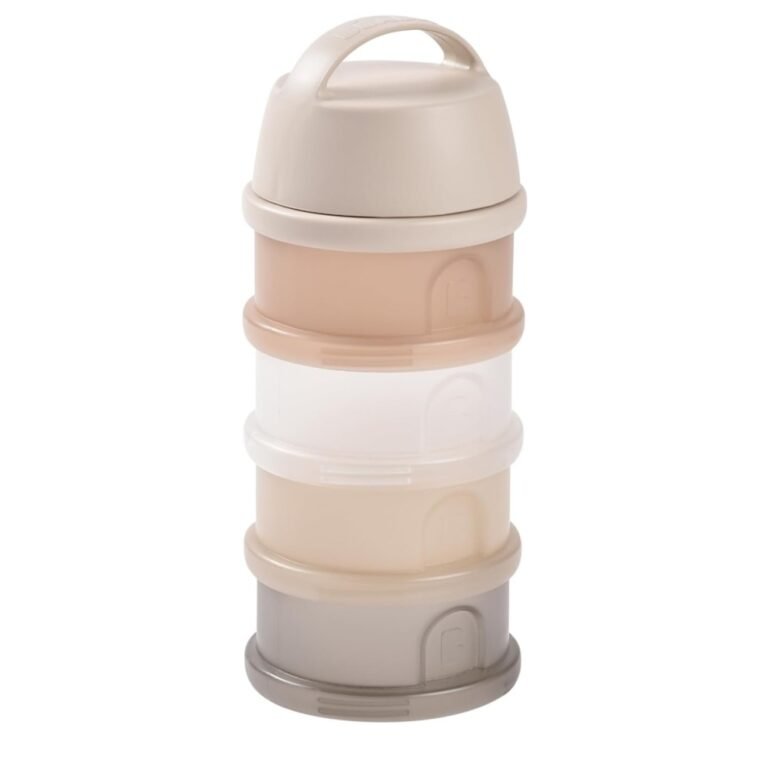Beaba Formula Milk Dispenser Container 4 Compartments – Clay Translucent - Baby Powder Storage & Travel Container