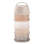 Beaba Formula Milk Dispenser Container 4 Compartments – Clay Translucent – Baby Powder Storage & Travel Container