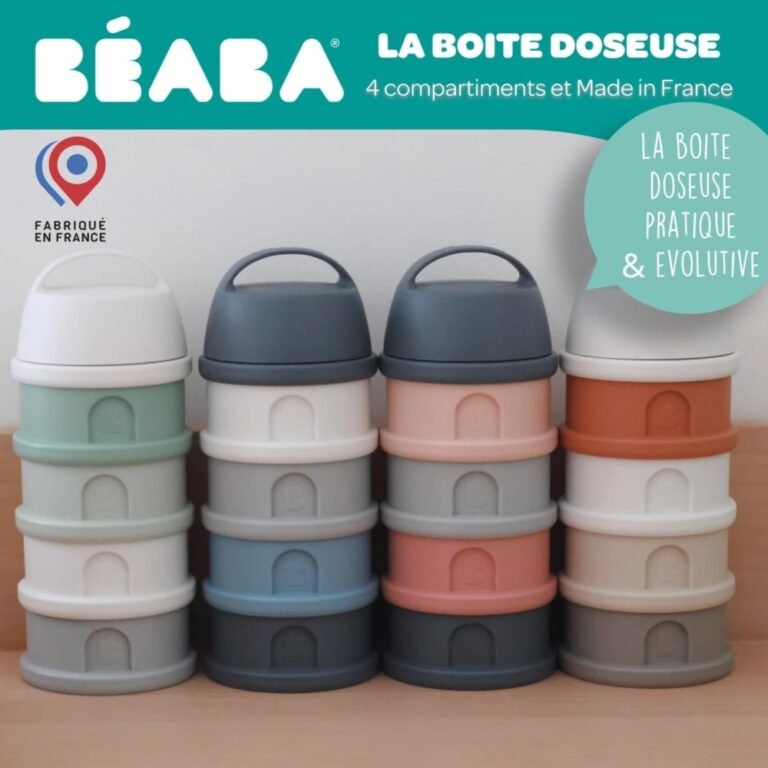 Beaba Formula Milk Dispenser Container 4 Compartments – Clay Translucent - Baby Powder Storage & Travel Container