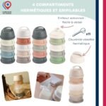 Beaba Formula Milk Dispenser Container 4 Compartments – Clay Translucent – Baby Powder Storage & Travel Container