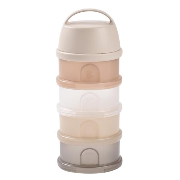Beaba Formula Milk Dispenser Container 4 Compartments – Clay Translucent – Baby Powder Storage & Travel Container