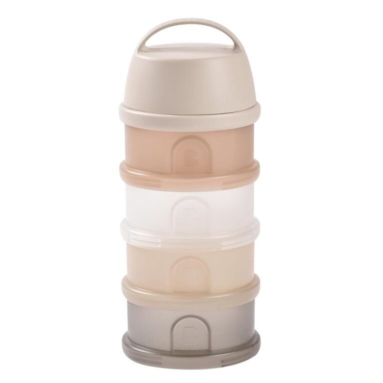 Beaba Formula Milk Dispenser Container 4 Compartments – Clay Translucent - Baby Powder Storage & Travel Container