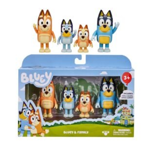 Bluey Season 1 Family Figure 4 Pack – Bluey, Bingo, Bandit & Chilli Character Toys