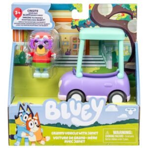 Bluey Season 3 Granny Car & Janet Basic Vehicle Playset Toy with Figure – Kids Role Play Car Toy