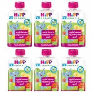 HIPP – Apple Banana Raspberry With Spelt. Pack of 6 X100Gm