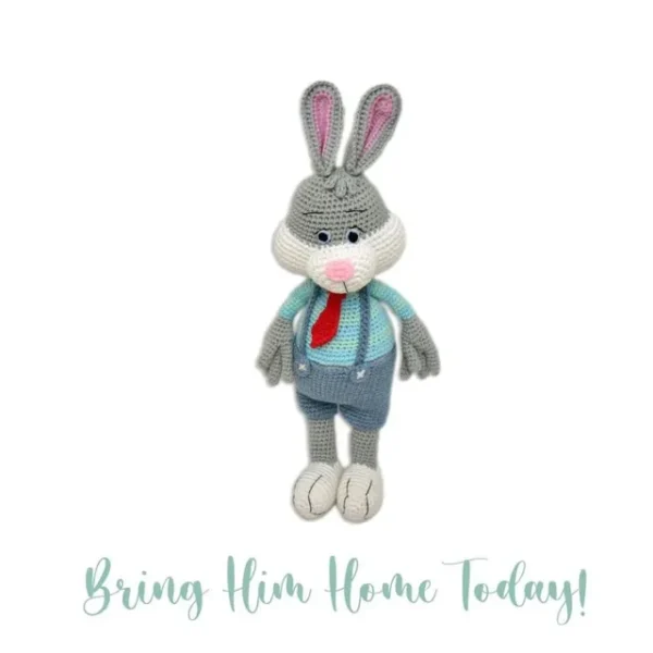 Happy Threads – Handmade Crocheted Cute Handmade Jasper the Bunny (16 inch) – Multicolour | Crochet Toys | Child Safe | for Babies 6 Months & Above | Dolls for Boys/Girls| For Birthday Gift | Decorative Items for Room