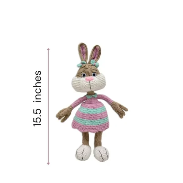 Happy Threads – Handmade Crocheted Cute Handmade Jill the Bunny (16 inch) – Multicolour | Crochet Toys | Child Safe | for Babies 6 Months & Above | Dolls for Boys/Girls| For Birthday Gift | Decorative Items for Room