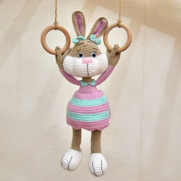 Happy Threads – Handmade Crocheted Cute Handmade Jill the Bunny (16 inch) – Multicolour | Crochet Toys | Child Safe | for Babies 6 Months & Above | Dolls for Boys/Girls| For Birthday Gift | Decorative Items for Room