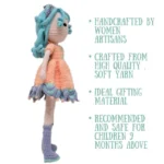 Happy Threads – Handmade Crocheted Diana Whimsy Doll (15 inches) – Multicolour | Crochet Toys | Child Safe | for Babies 6 Months & Above | Dolls for Boys/Girls| For Birthday Gift | Decorative Items for Room
