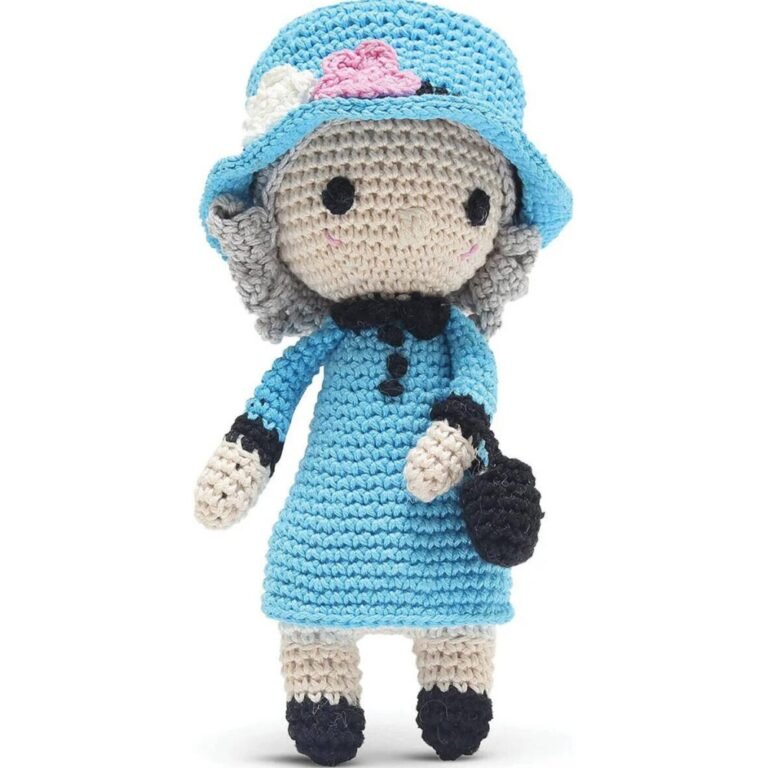 Happy Threads - Handmade Crocheted Queen Elizabeth (6 inch) – Multicolour | Crochet Toys | Child Safe | for Babies 6 Months & Above | Dolls for Boys/Girls| For Birthday Gift | Decorative Items for Room
