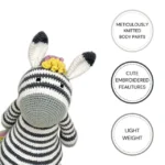 Happy Threads – Handmade Crocheted Ziggy the Zebra (12 inches) – Multicolour | Crochet Toys | Child Safe | for Babies 6 Months & Above | Dolls for Boys/Girls| For Birthday Gift | Decorative Items for Room