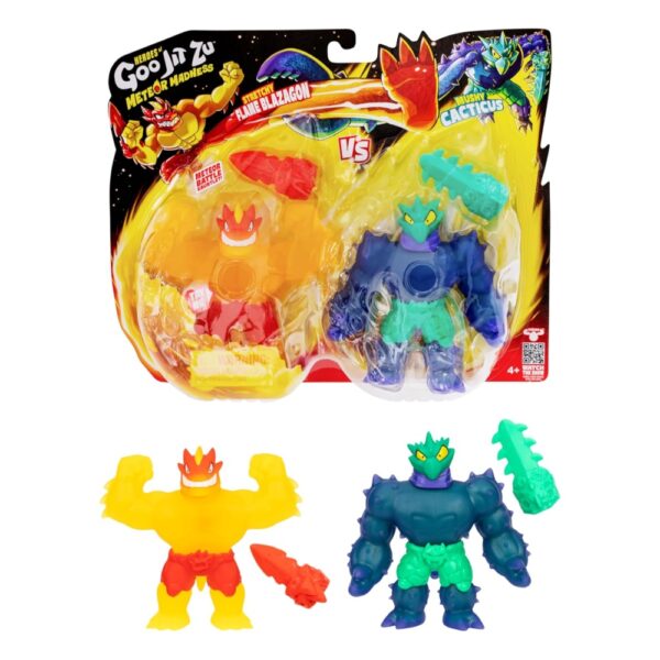 Heroes of Goo Jit Zu S13 Meteor Madness Versus PK – Flame Blazagon vs Cacticus Action Figures