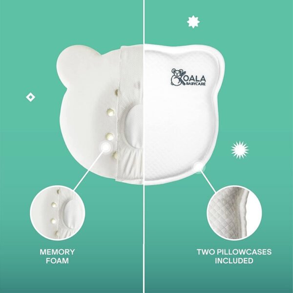 Koala Babycare® – Perfect Head Baby Flat Head Pillow – White