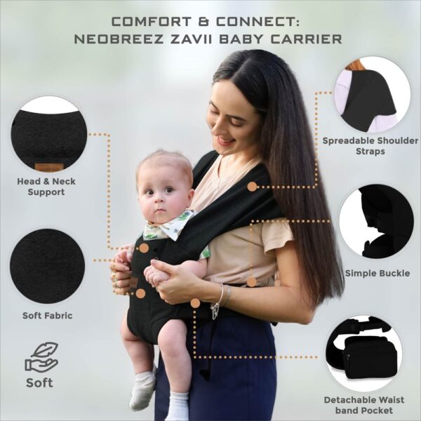 NeobreezI – ZAVII 2-in-1 Convertible Baby Carrier for Newborns to Toddlers -Black