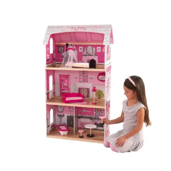 KidKraft Bonita Rosa Dollhouse – Wooden Dollhouse for Girls with Accessories